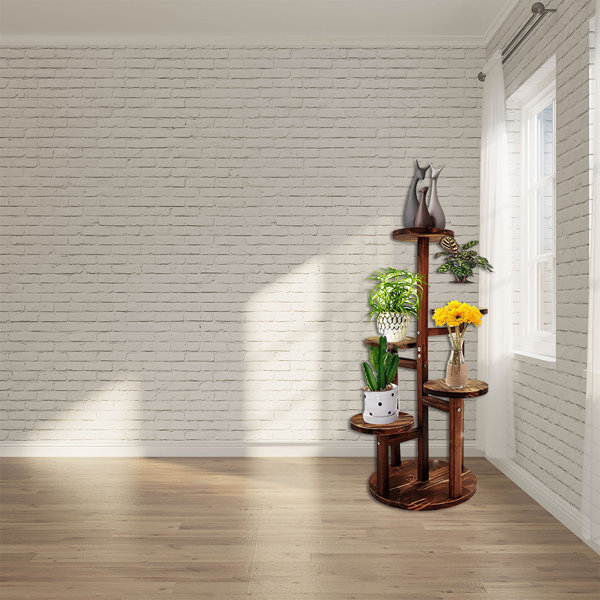 Loon Peak® Wooden Plant Shelf For Multiple Plants Plant Holder Wayfair